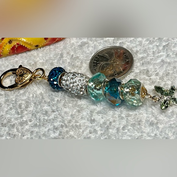 🦋Pandora like charms with green crystals and butterfly accent purse bling - Picture 10 of 11